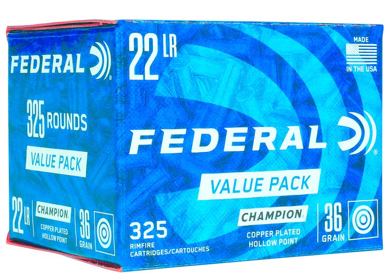 Federal Rimfire Ammunition 725, 22 LR, Copper Plated Hollow Point, 36 gr, 1260 fps, 325 Rds/Bx