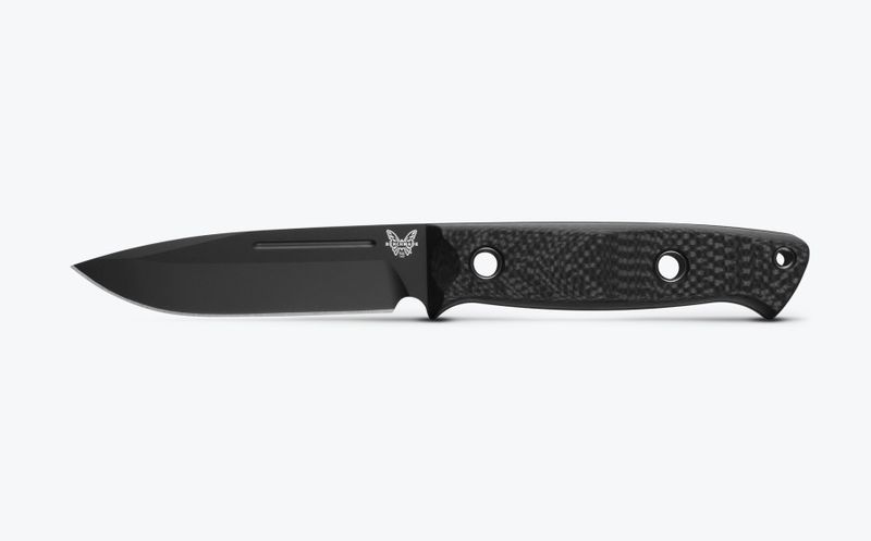 Benchmade Bushcrafter Carbon Fiber Fixed Knife w/Stainless Steel Drop Point Blade, Molded Sheath (163BK)