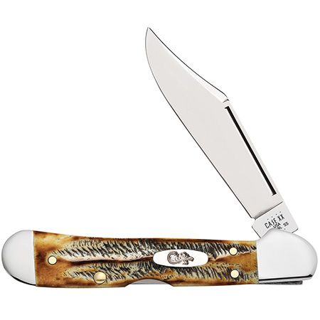 Case Mini Copperlock 6.5 BoneStag Lockback Clip Folding Knife w/Plain Edge (65327)
