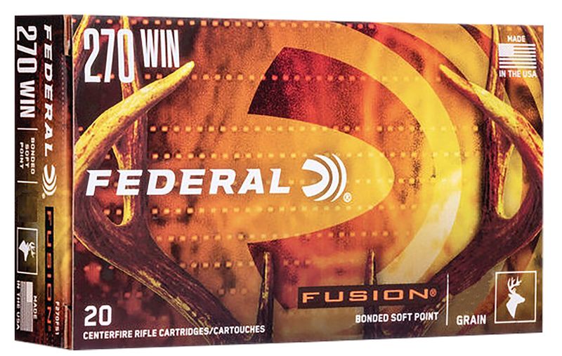 Federal Fusion Rifle Ammunition F270TFS2, 270 Winchester, Bonded Soft Point, 150 GR, 2850 fps, 20 Rd/bx