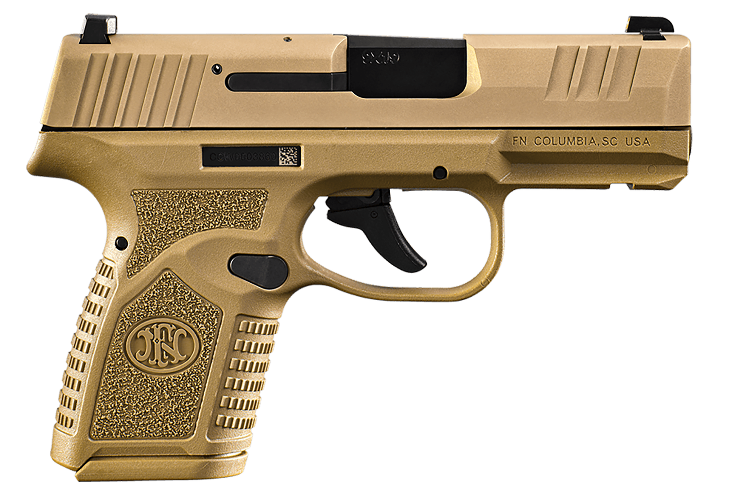 FN Herstal REFLEX Pistol 66101413, 9mm Luger, 3.30in, FDE Stippled, Flat Dark Earth Finish, 10 Rds