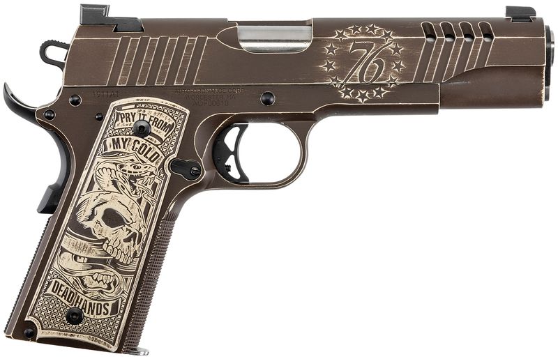 Kahr 1911 1776 Pistol 1911TCAC16, 45 ACP, 5in, Engraved Aluminum, Bronze Cerakote Finish, 7 Rds