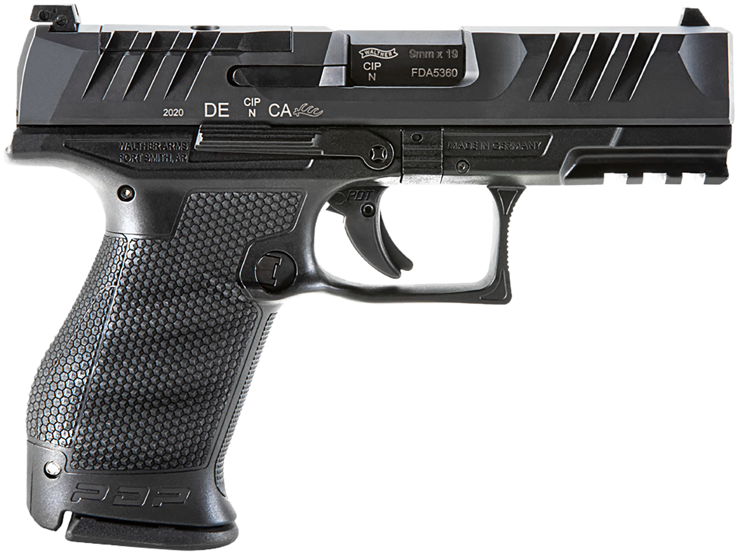 Walther PDP Compact Optic Ready Pistol 2851229, 9mm, 4 in, Polymer Grip, Black Finish, 15 Rd