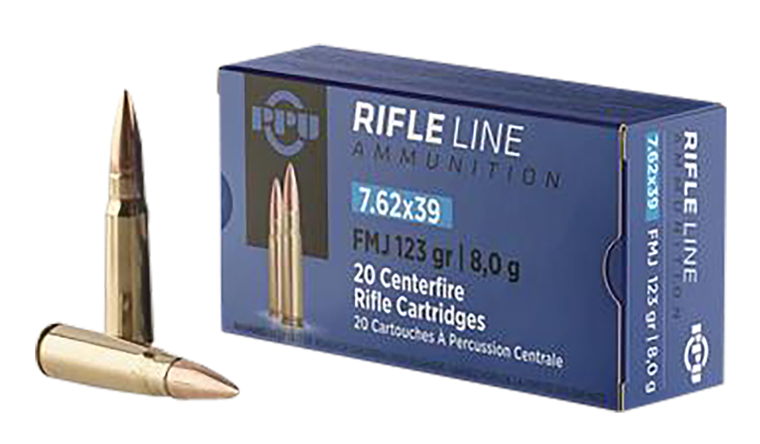 Prvi Partizan Rifle Ammunition PP739S, 7.62x39mm, Round Nose Soft Point, 123 gr, 2461 fps, 20 Rd/Bx