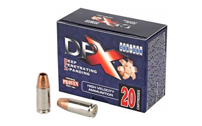 Corbon DPX Pistol Ammunition DPX09115, 9mm +P, Deep Penetrating X Bullet, 115 GR, 1250 fps, 20 Rd/bx