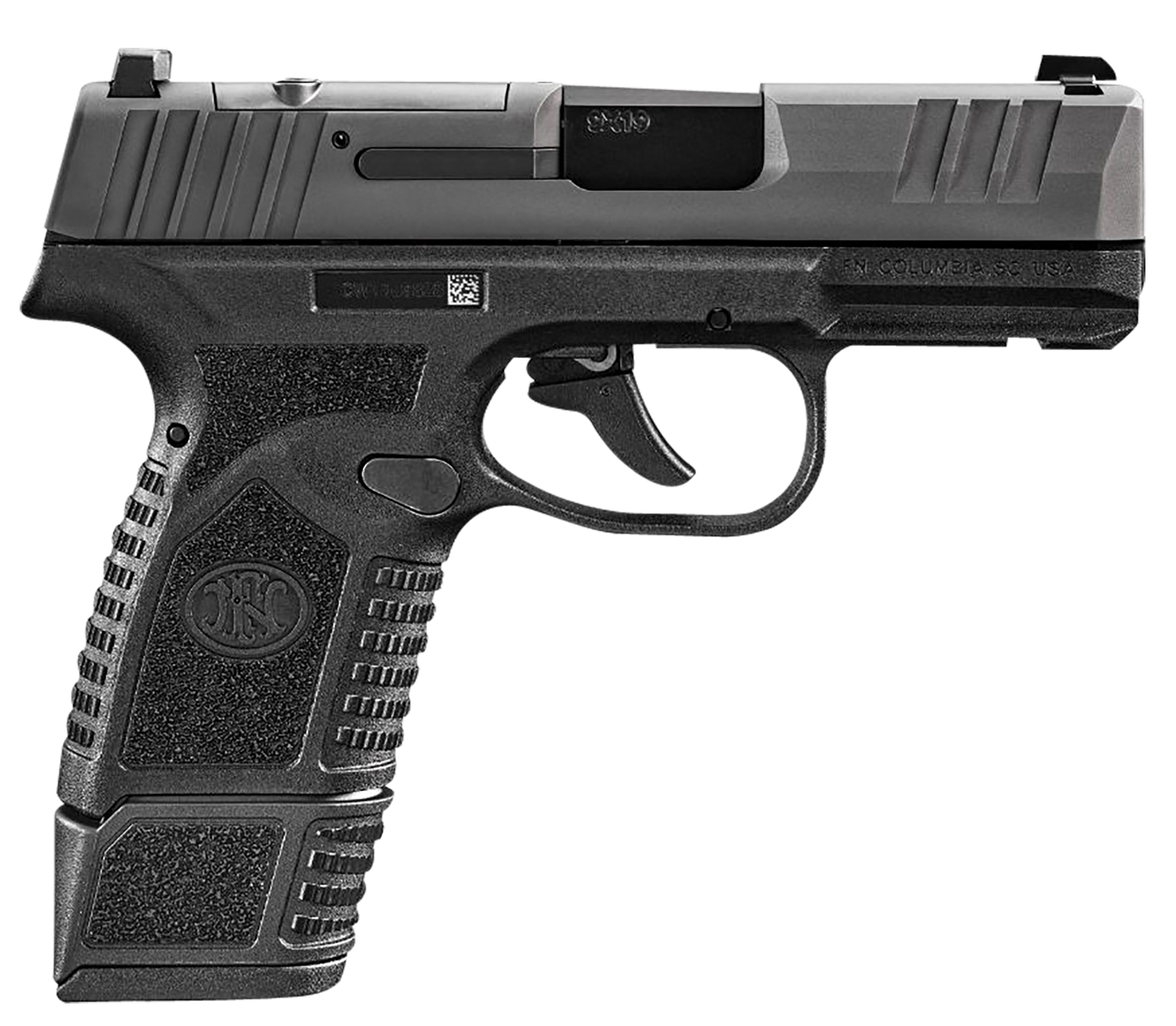 FN Reflex MRD Pistol 66-101410, 9mm Luger, 3.30", Black Finish, Stippled Polymer Grip, 11/15 Rds