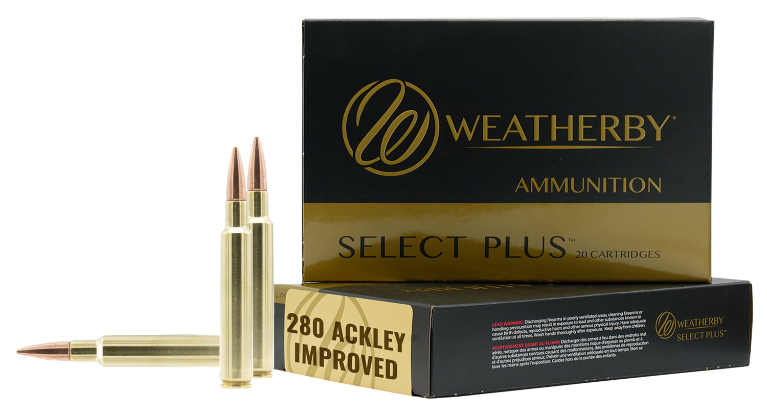 Weatherby Select Plus Rifle Ammunition M280A139HCB, 280 Ackley Improved, Custom Hammer, 139 gr, 3050 fps, 20 Rd/Bx