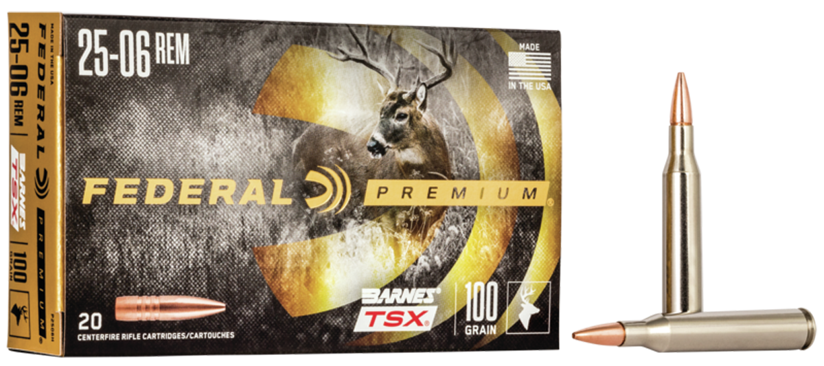 Federal Premium Vital-Shok Rifle Ammunition P2506H, 25-06 Remington, Barnes Triple Shock X-Bullet, 100 GR, 3210 fps, 20 Rd/bx