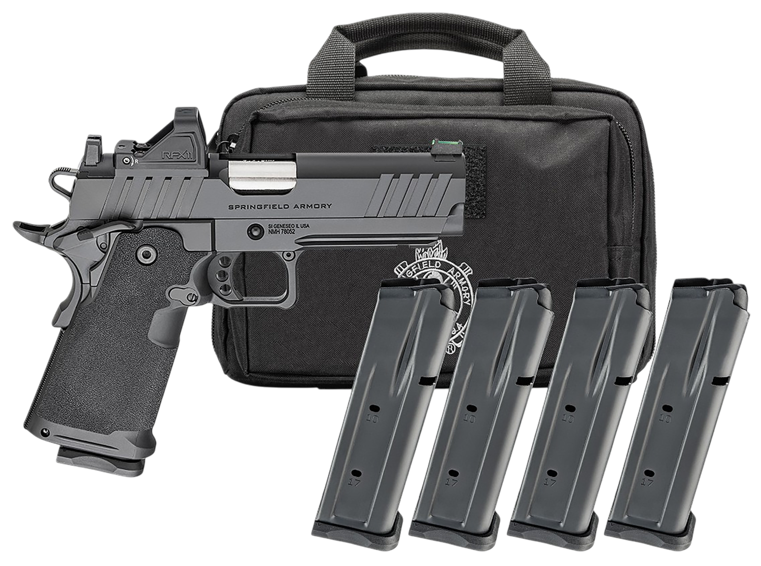 Springfield 1911 DS Prodigy Gear Pac Optic Ready Pistol PH9117AOSLCPAC, 9mm, 4.25in, Polymer Grips, Black Cerakote Finish, 10 Rds