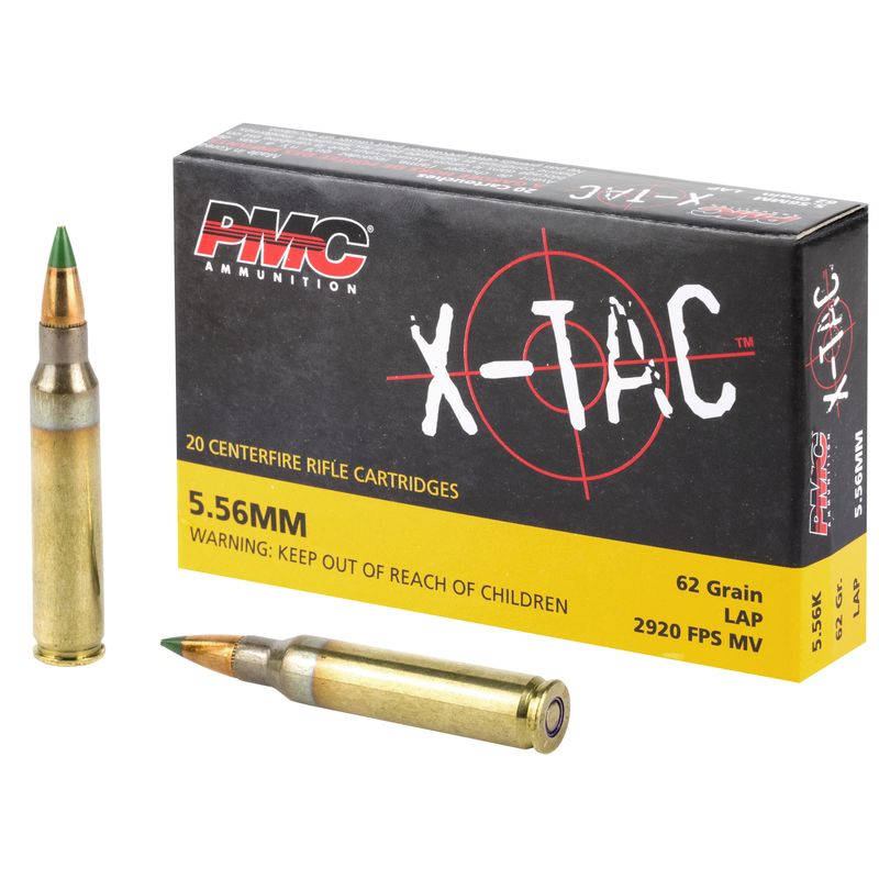 PMC X-Tac Rifle Ammunition 556K, 5.56MM NATO, Light Armor Piercing, 62 GR, 3100 fps, 20 Rd/bx