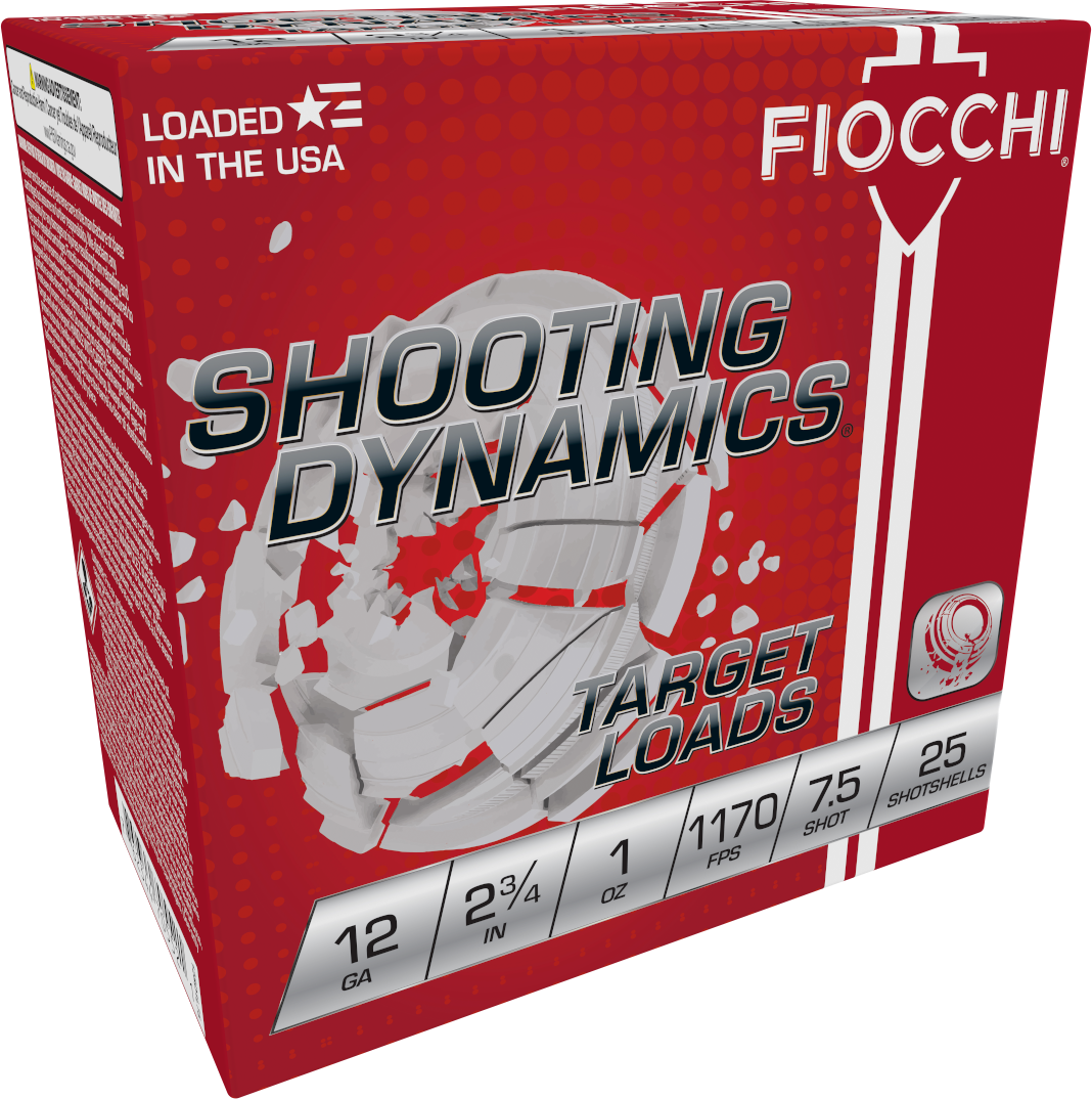 Fiocchi Shooting Dynamics Light Clay Target Loads 12SD1L75, 12 Gauge, 2-3/4", 1 oz, 1170 fps, #7.5 Lead Shot , 25 Rds/Bx