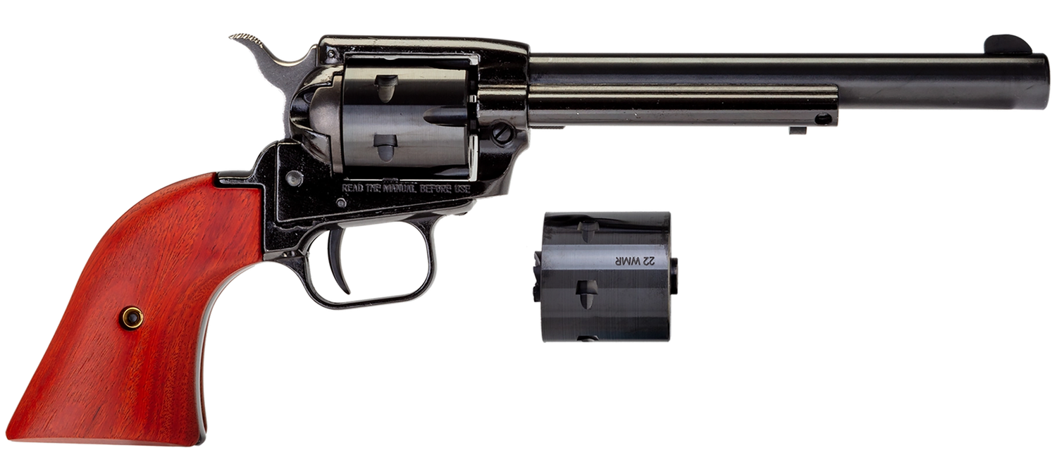 Heritage Rough Rider Single Action Rimfire Revolver RR22MB6, 22 LR / 22 WMR, 6 1/2", Wood Grip, Blue Finish, 6 Rd
