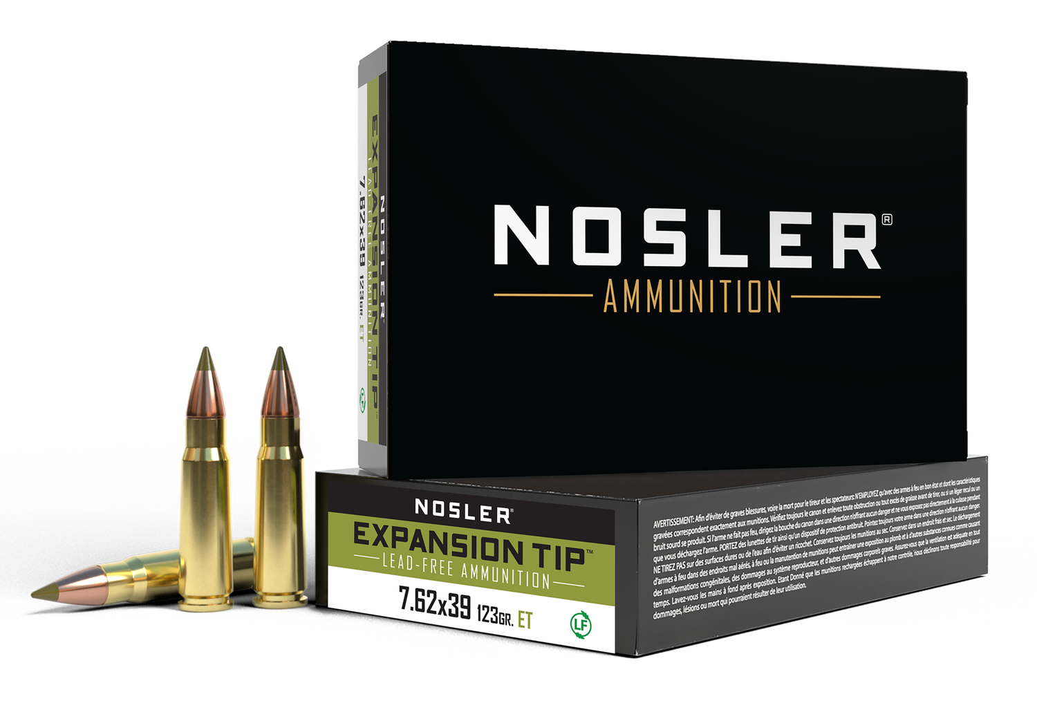 Nosler E-Tip Rifle Ammunition 40040, 7.62X39, E-Tip Boat Tail, 123 gr, 2350 fps, 20 Rd/Bx