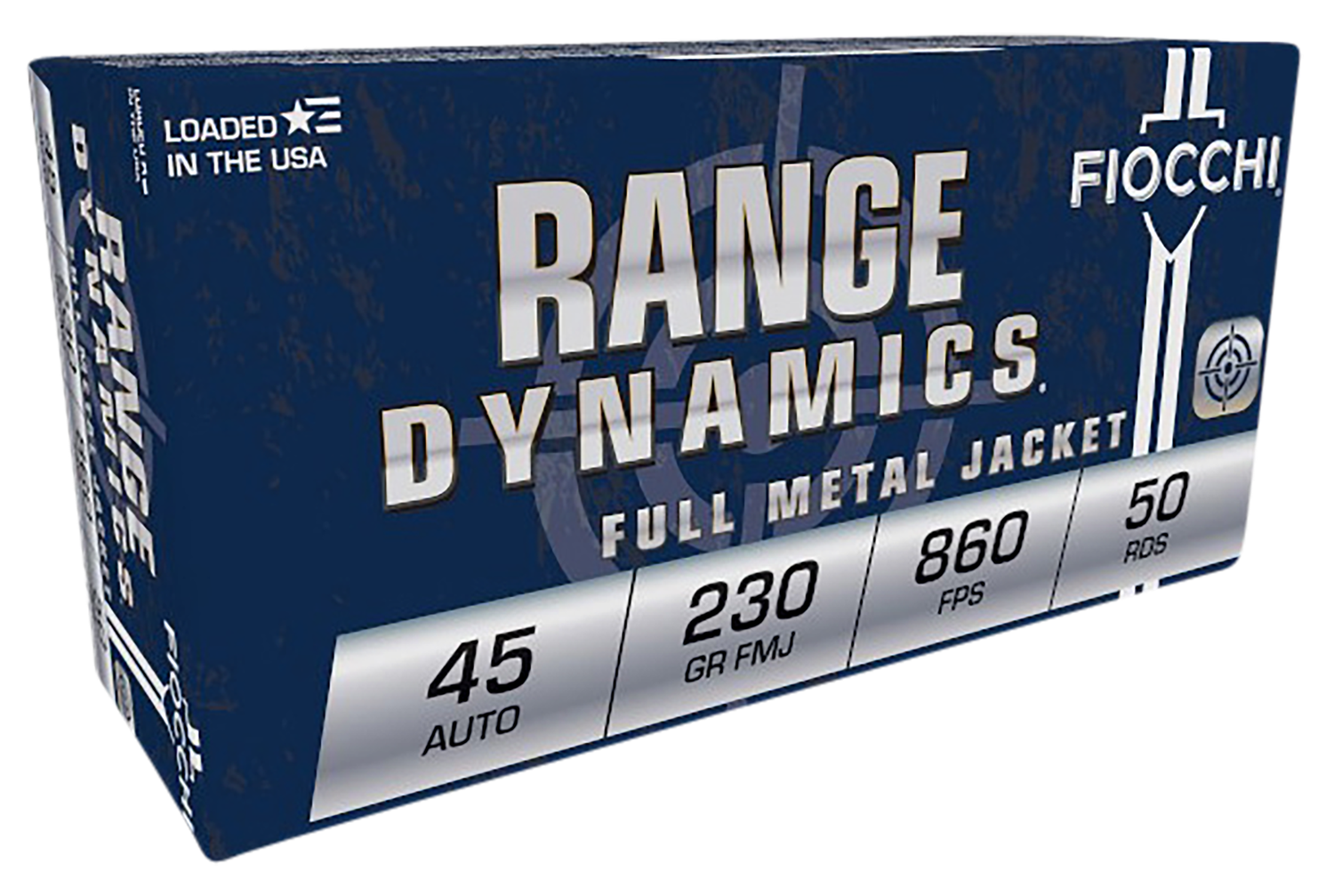 Fiocchi Shooting Dynamics Pistol Ammunition 45A, 45 ACP, Full Metal Jacket (FMJ), 230 GR, 860 fps, 50 Rd/bx