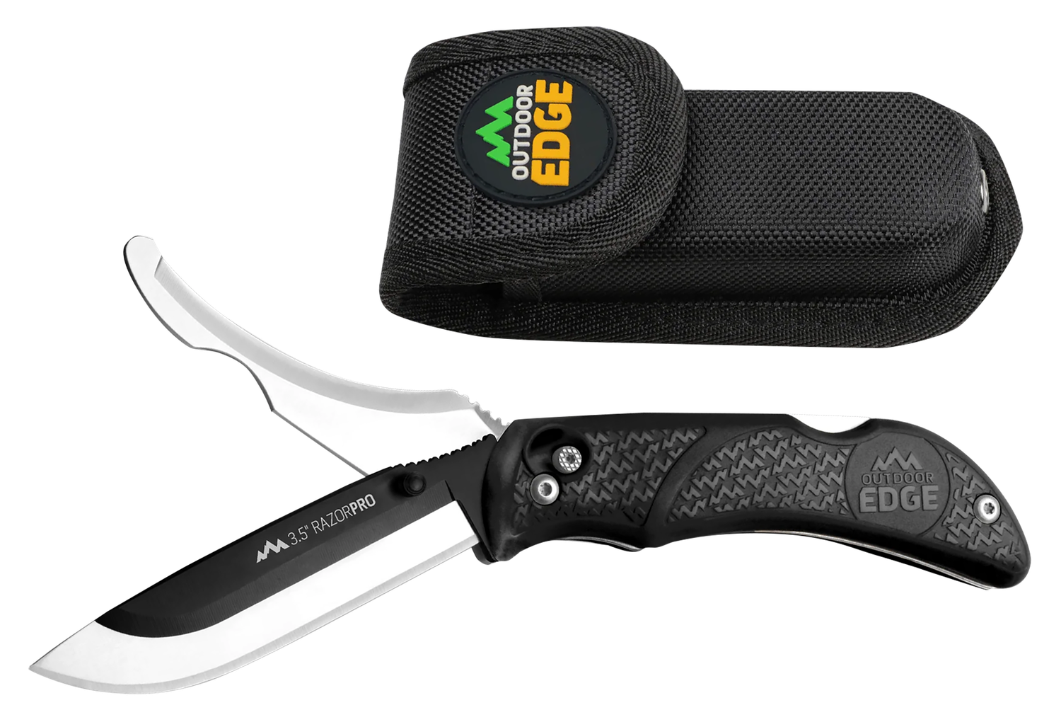 Outdoor Edge Razor Pro Folding Knife w/Plain Edge & Black Rubberized Kraton Handle (RO10C)