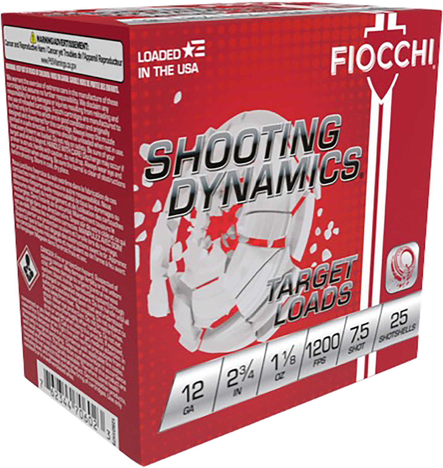Fiocchi Shooting Dynamics Heavy Clay Target Loads 12SD18H75, 12 Gauge, 2-3/4", 1-1/8 oz, 1200 fps, #7.5 Lead Shot , 25 Rds/Bx
