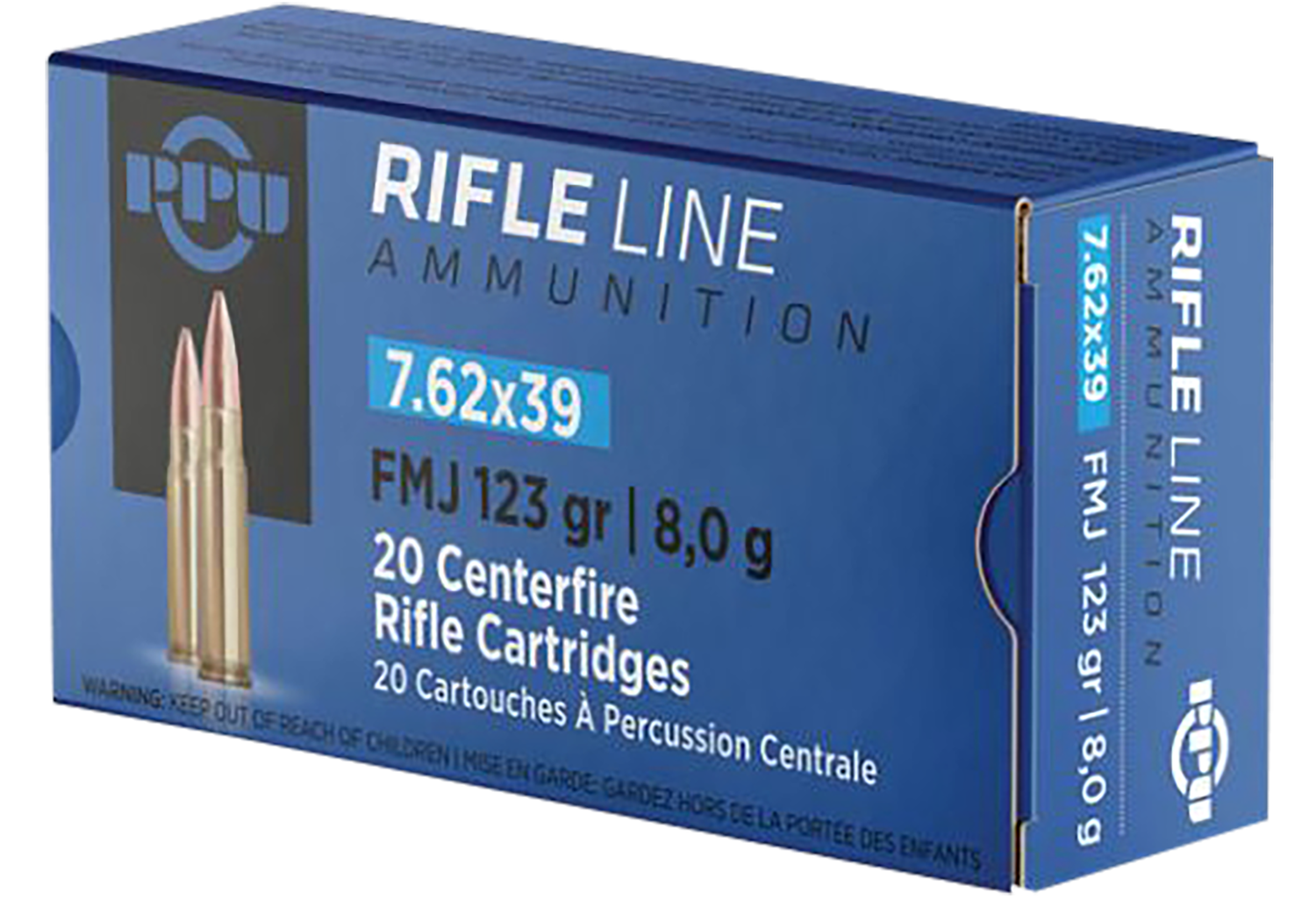 Prvi Partizan Rifle Ammunition PP739F, 7.62x39mm, Full Metal Jacket (FMJ), 123 gr, 2350 fps, 20 Rd/Bx