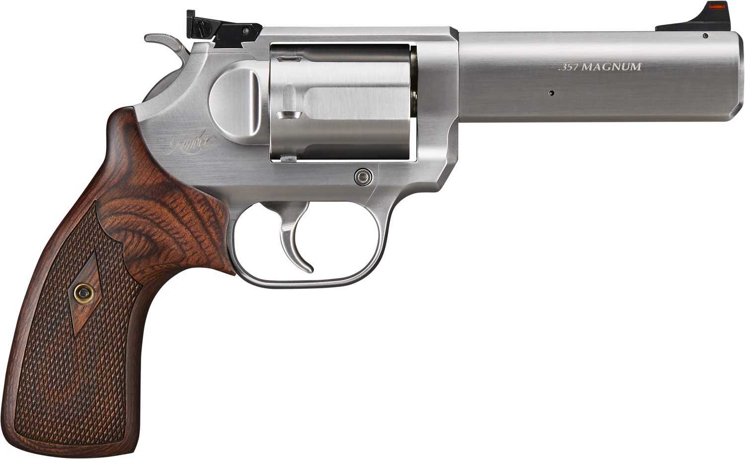 Kimber 3700621 K6S Target DASA Revolver, 357 Magnum, 4 in Barrel, Brushed Satin Finish, Checkered Walnut Grip