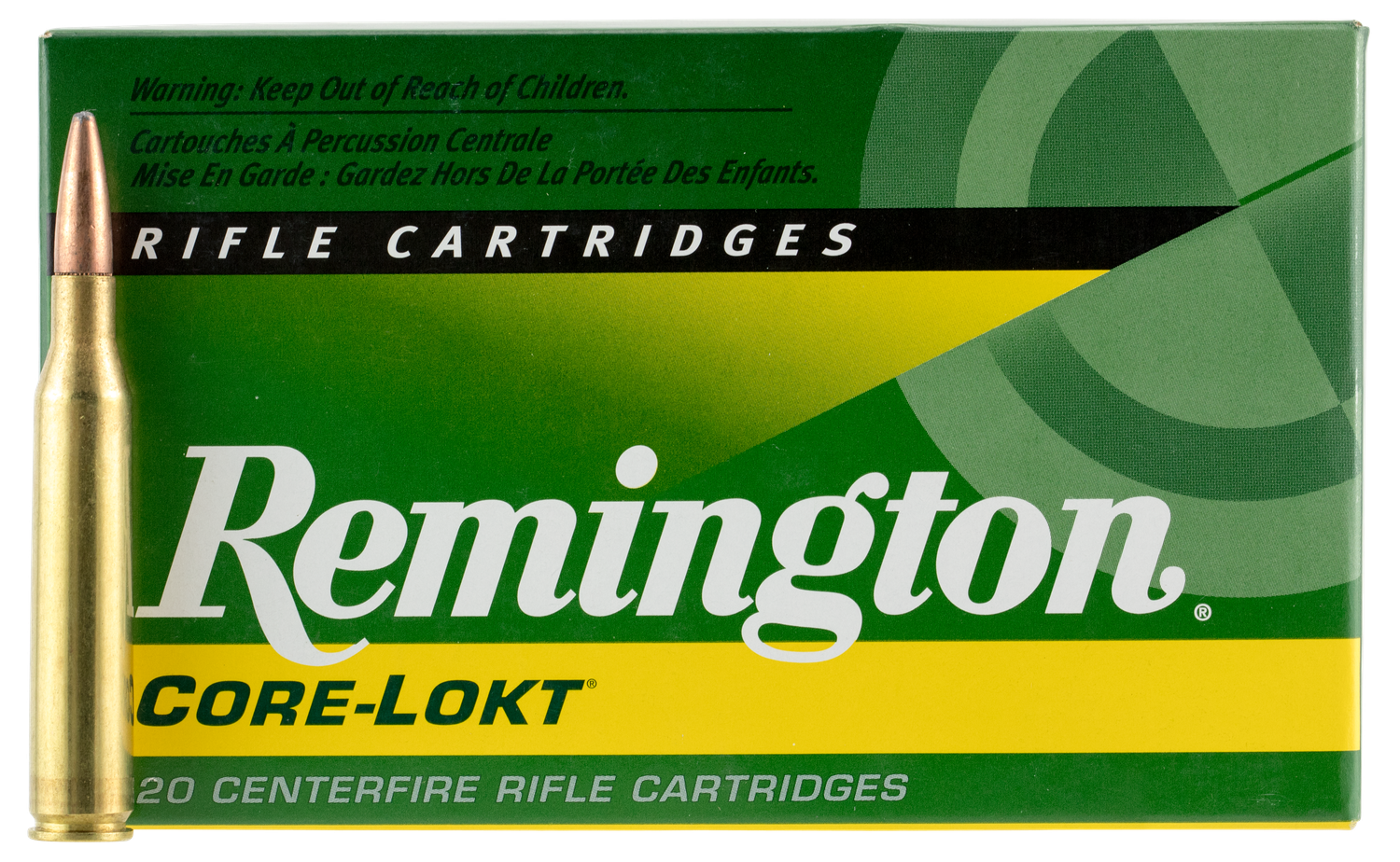 Remington Rifle Ammunition R25063, 25-06 Remington, Pointed Soft Point Core-Lokt, 120 GR, 2990 fps, 20 Rd/bx