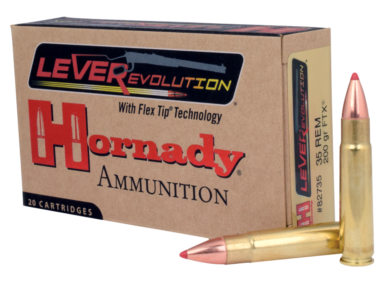 Hornady LeveRevolution Rifle Ammunition 82735, 35 Remington, Flex Tip, 200 GR, 2225 fps, 20 Rd/bx