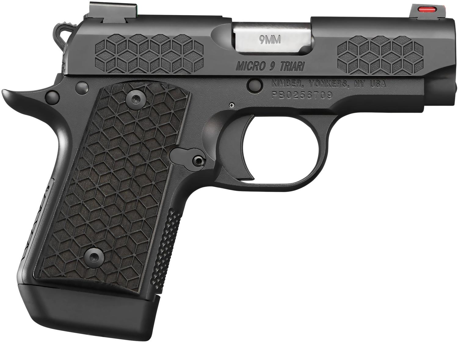 Kimber 3300212 Micro 9 Triari Pistol - 9MM, 3.15 in Barrel, Fiber Sights, Black KimPro Slide, Black Finish