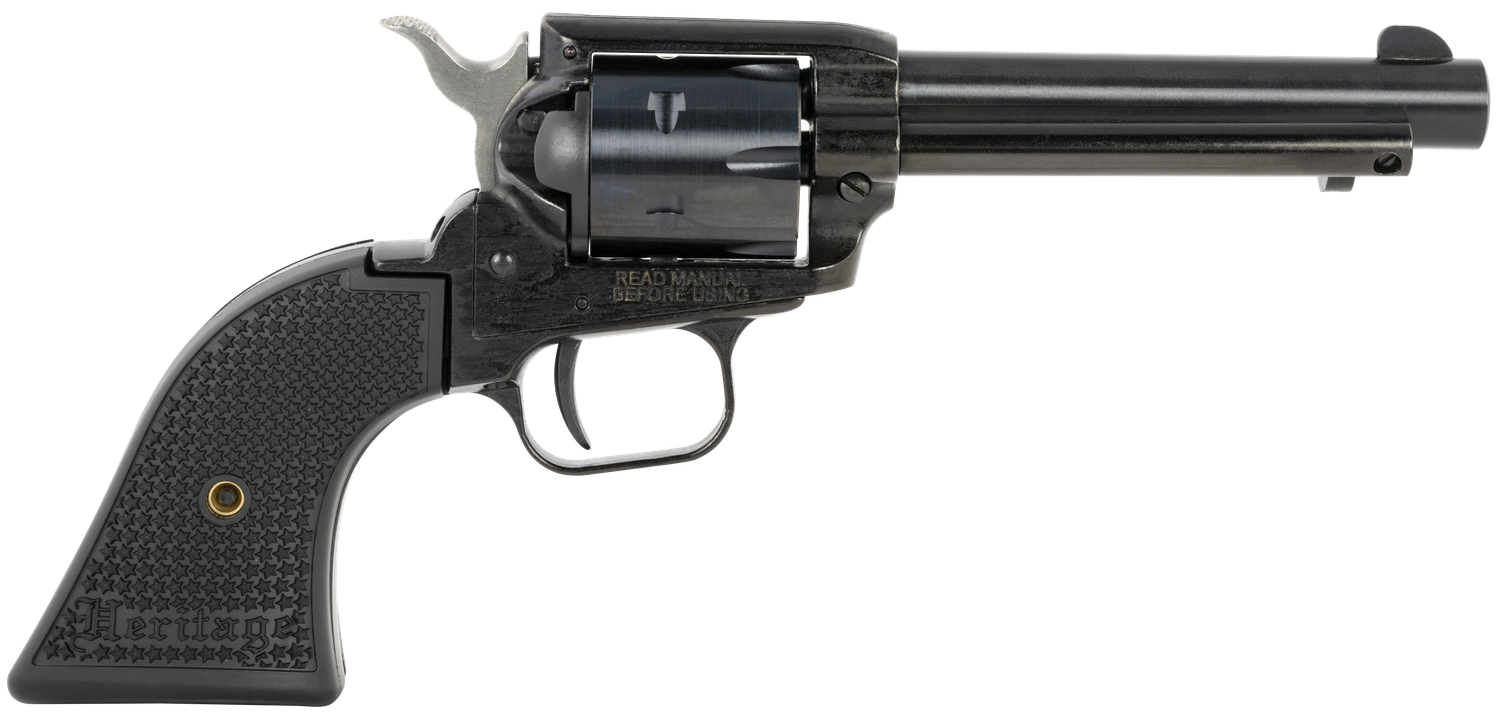 Heritage Rough Rider SAO Revolver RR22B4PG, 22 LR, 4.75", Black Polymer Grips, Black Finish, 6 Rds