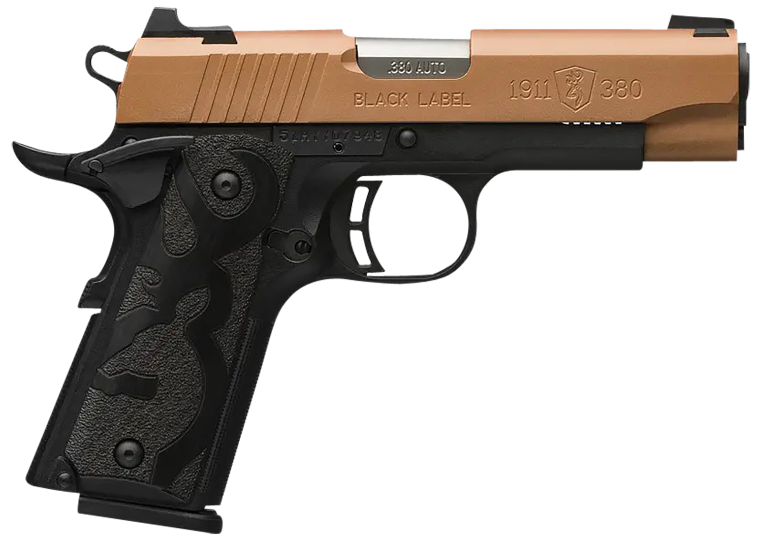 Browning Arms 1911 Black Label Pistol 051988492, 380 ACP, 3.63", Black Laminate Wood Grips, Copper Cerakote Finish, 10 Rds