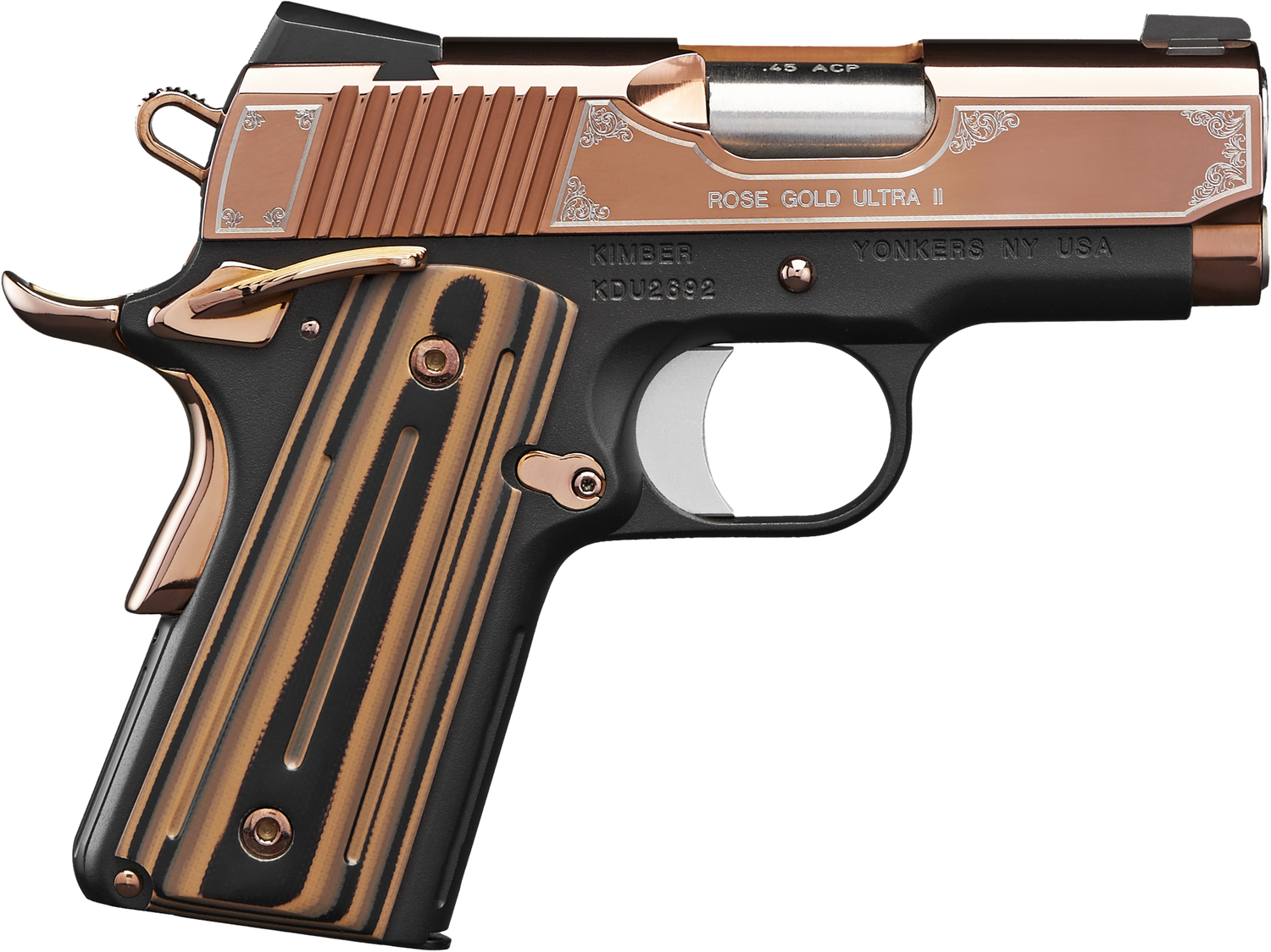 Kimber 3200373 Rose Gold Ultra II Pistol - 45 ACP, 3 in Barrel, Aluminum Frame, Rose Gold PVD Finish, 8 Rd