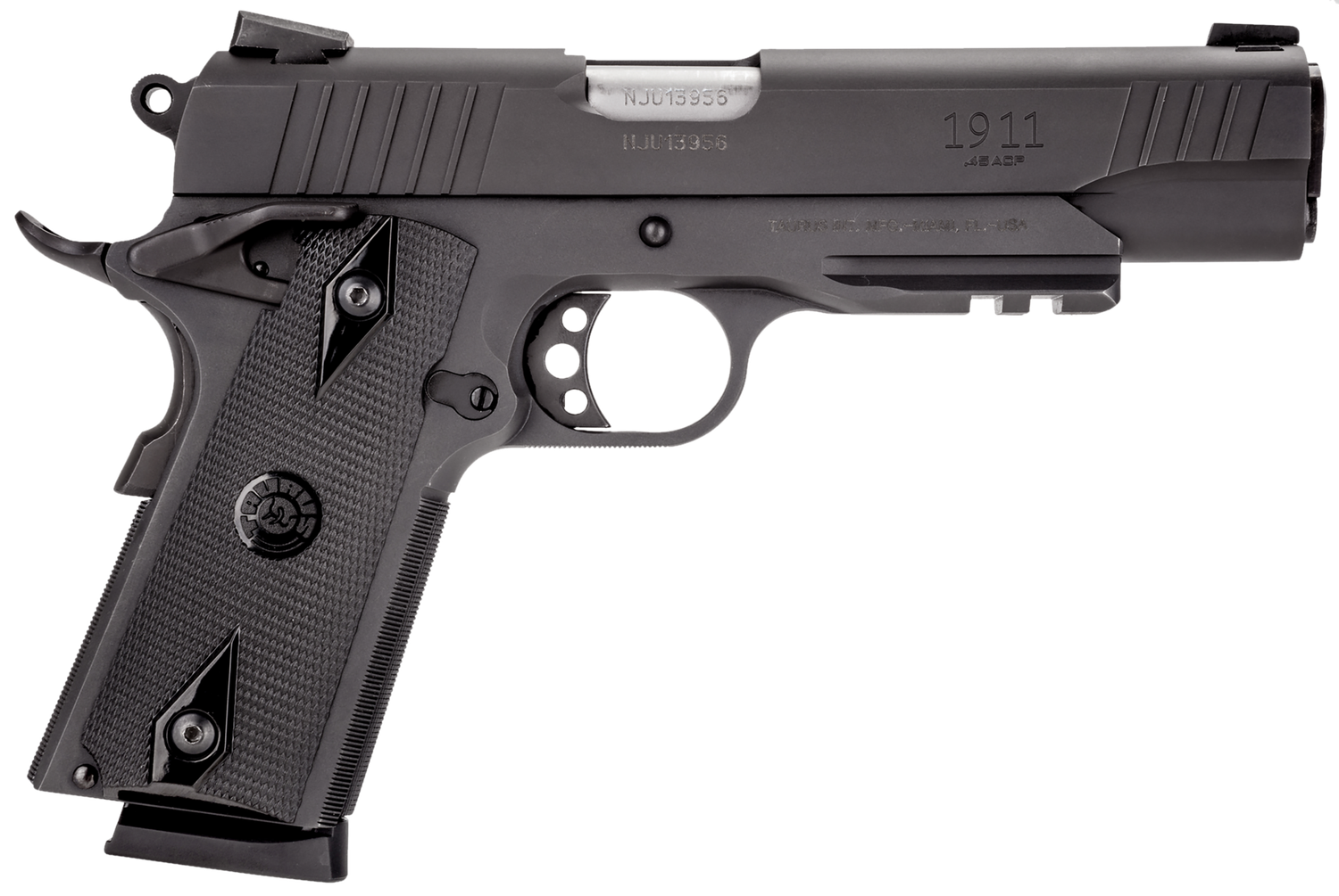 Taurus PT-1911 Large Frame Pistol 1191101B1, 45 ACP, 5 in, Checkered Black Grip, Blue Finish, 8 Rd