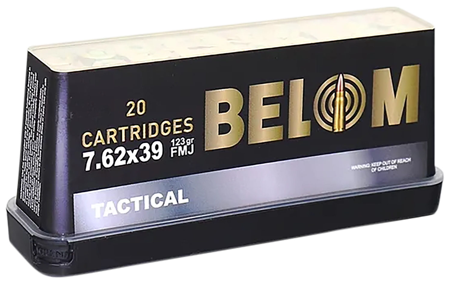 Ammo Inc Belom Rifle Ammunition BELOM762, 7.62x39mm, Full Metal Jacket, 123 gr, 2350 fps, 20 Rd/Bx