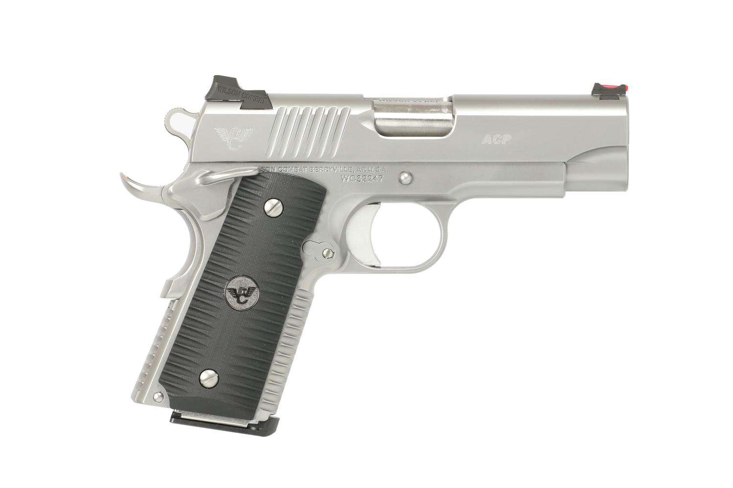 Wilson Combat ACP Compact Pistol ACP-CP-45A-SS, 45 ACP, 4in, Eagle Claw Grips, Bead-Blasted Stainless, 8 Rds