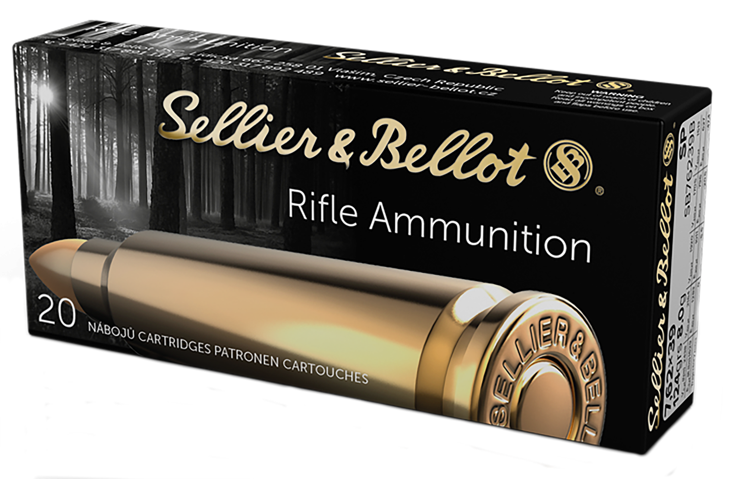 Sellier & Bellot Rifle Ammuntion SB76239B, 7.62MM X 39MM, Soft Point (SP), 123 GR, 2300 fps, 20 Rd/bx