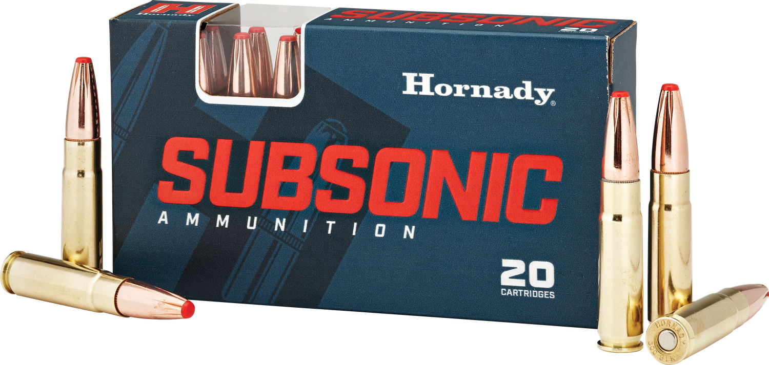 Hornady Sub-X Subsonic Rifle Ammunition 80877, 300 AAC Blackout, Sub-X, 190 GR, 1050 fps, 20 Rd/box