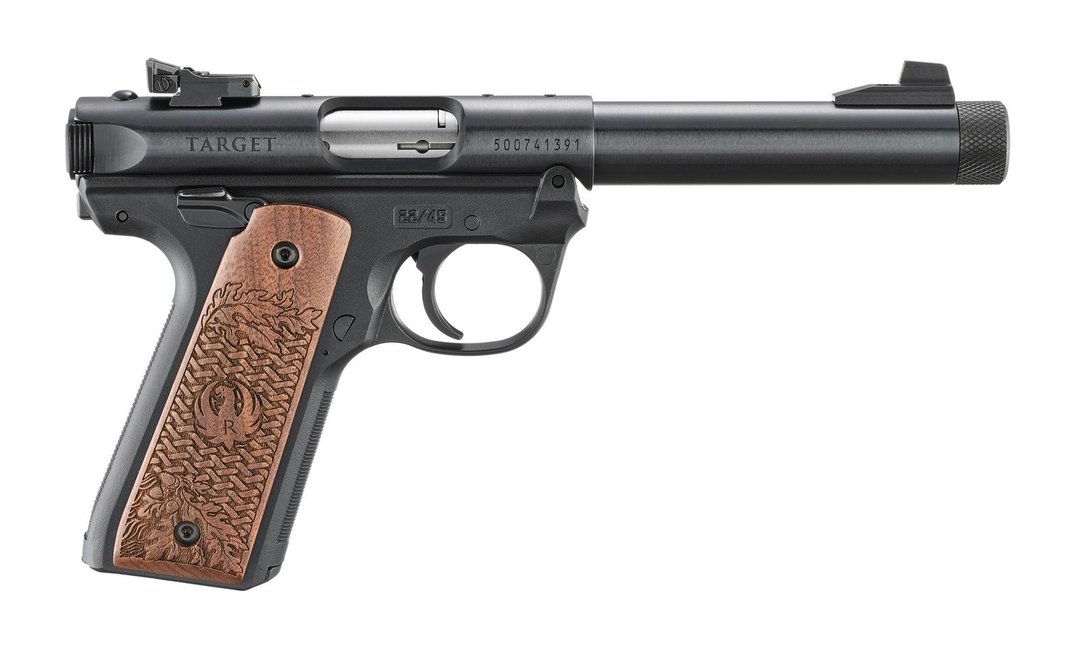 Ruger Mark IV Collector's Series Pistol 40192, 22 LR, 5.5", Oak Leaf/Weave Wood Grips, Blued Finish, 10 Rd