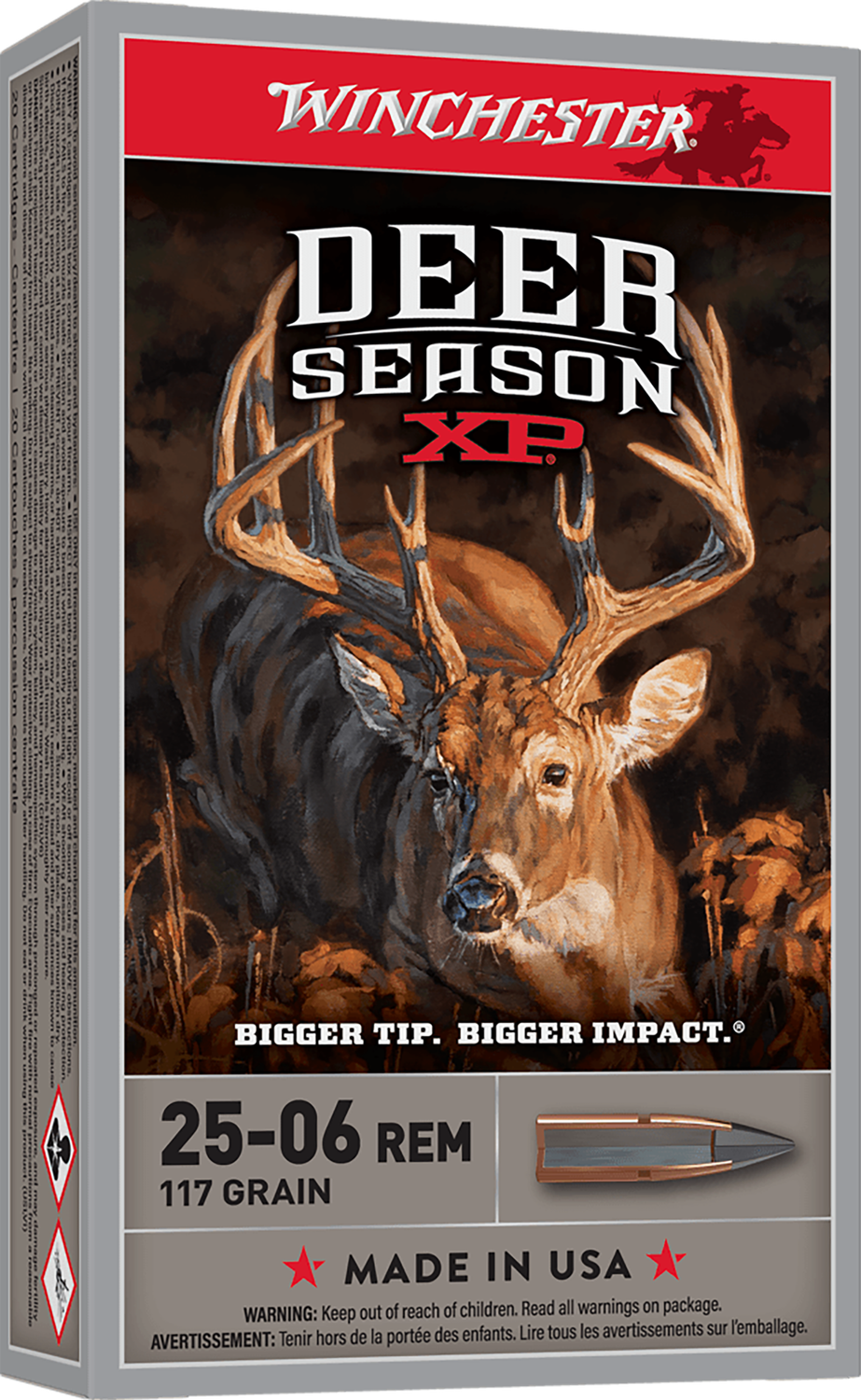 Winchester Deer Season XP Winchester Rifle Ammunition X2506DS, 25-06 Rem, Extreme Point Polymer Tip, 117 gr, 3100 fps, 20 Rd/Bx