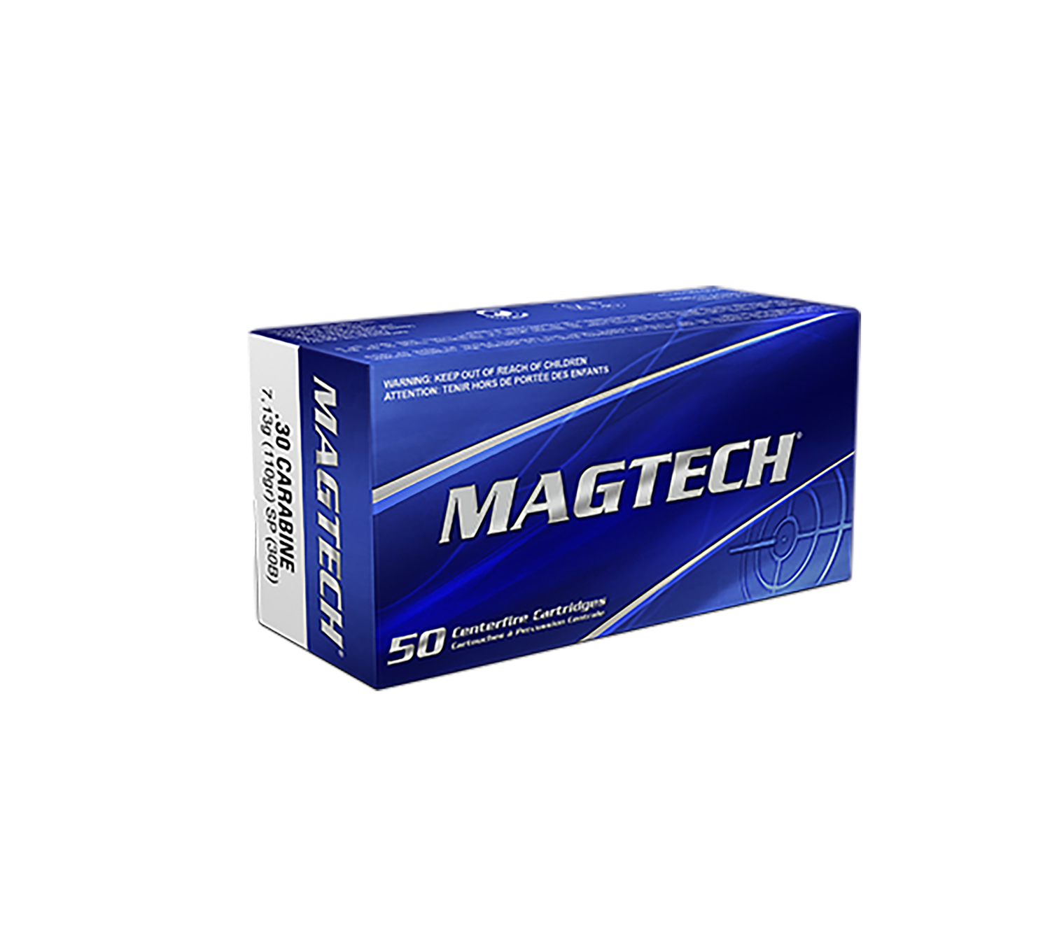 Magtech Sport Hunting Rifle Ammunition 30B, 30 Carbine, Soft Point (SP), 110 GR, 1990 fps, 50 Rd/bx