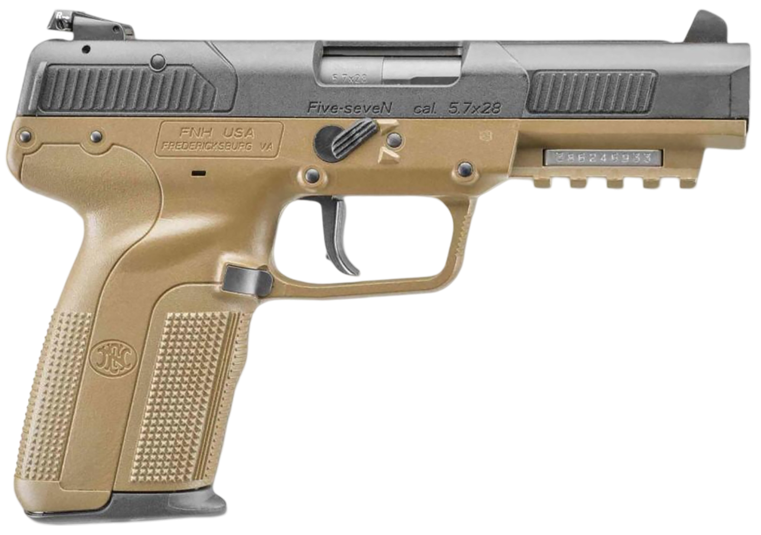 FN Herstal Five-seveN Pistol 3868929352, 5.7mmX28mm, 4.75 in, Polymer Grip, Flat Dark Earth Finish, 10 Rd