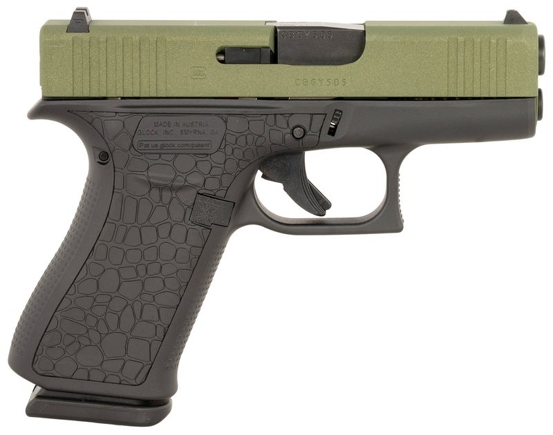 Glock G43X Pistol PX4350204BAYOU, 9mm Luger, 3.41in, Black Textured, Black Cerakote Finish, 10 Rds
