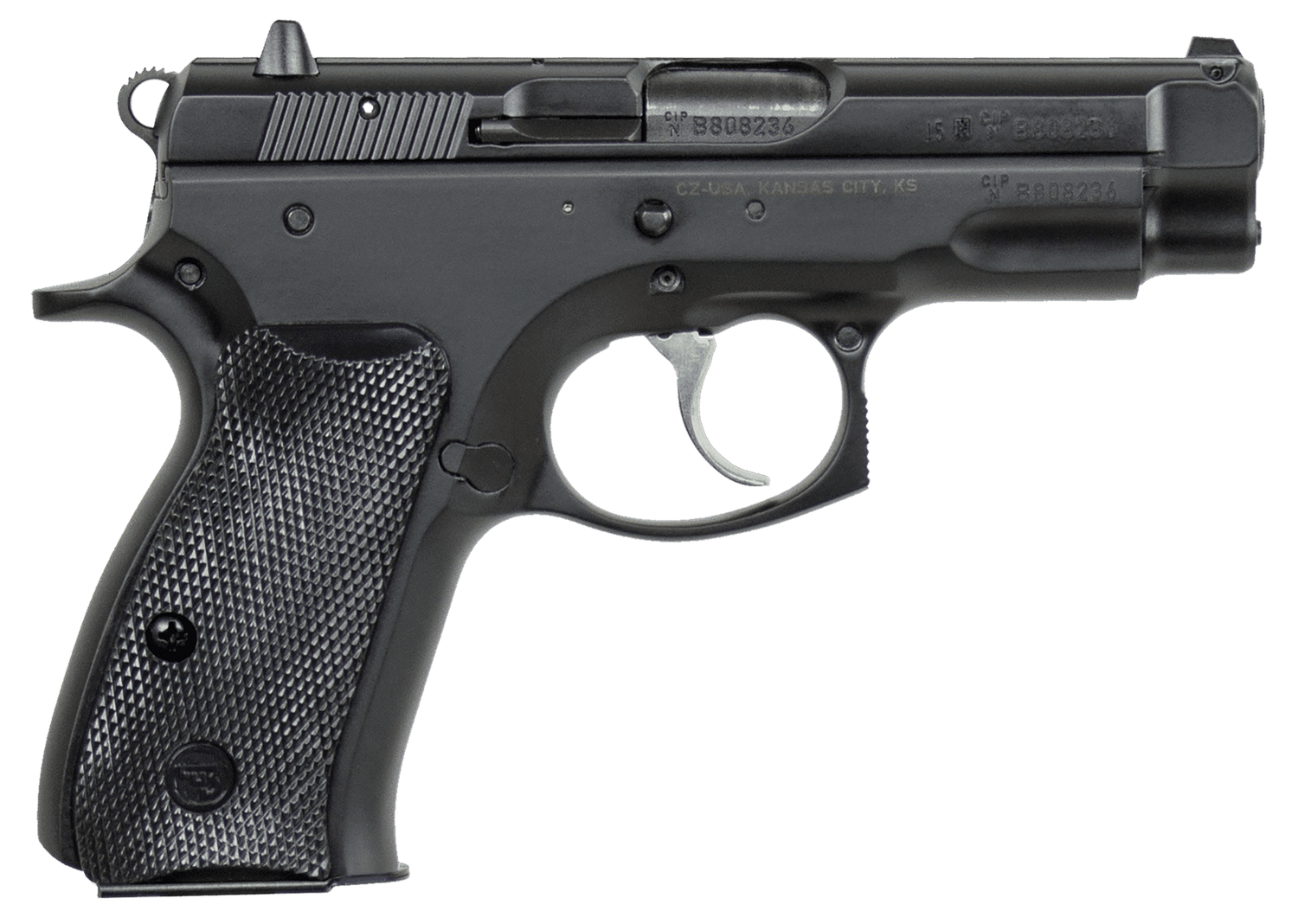 CZ 75 Semi-Auto Compact Pistol 91190, 9mm, 3.9", Black Plastic Grip, Black Finish, 15 Rd