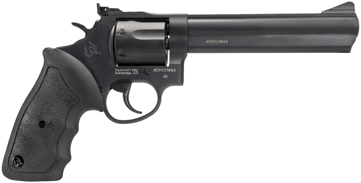 Taurus 66 Medium Frame Revolver 2660061, 357 Magnum, 6", Black Rubber Grip, Blue Finish, 7 Rd