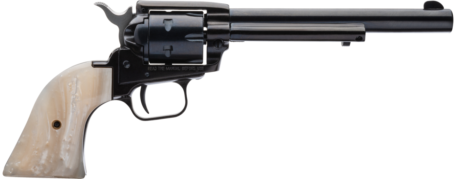 Heritage Rough Rider Single Action Rimfire Revolver RR22MB6PRL, 22 LR / 22 WMR, 6.5", Mother of Pearl Grip, Blue Finish