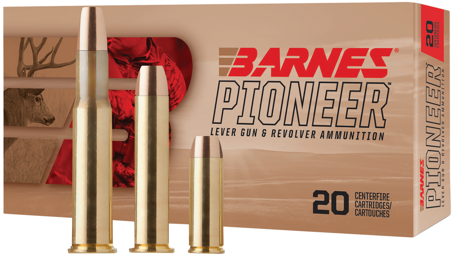 Barnes Pioneer Rifle Ammunition 32136, 30-30 Win, Flat Nose 190 gr, 2040 fps, 20 Rd/Bx