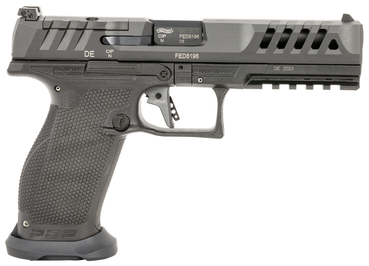 Walther PDP Match Full Size, 2872595, 9mm, 5", Textured Wraparound Grips, Tenifer Cerakote, Optic Ready, 20 Rds