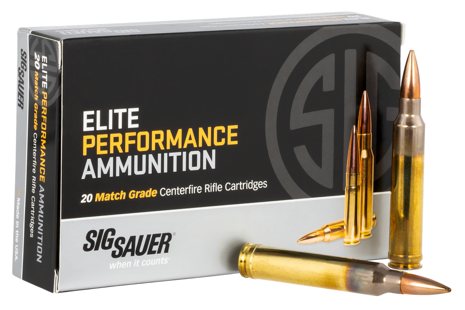 Sig Elite Performance Rifle Ammunition E3WMM120, 300 Win Mag, Open Tip Match, 190 GR, 2850 fps, 20 Rd/Bx