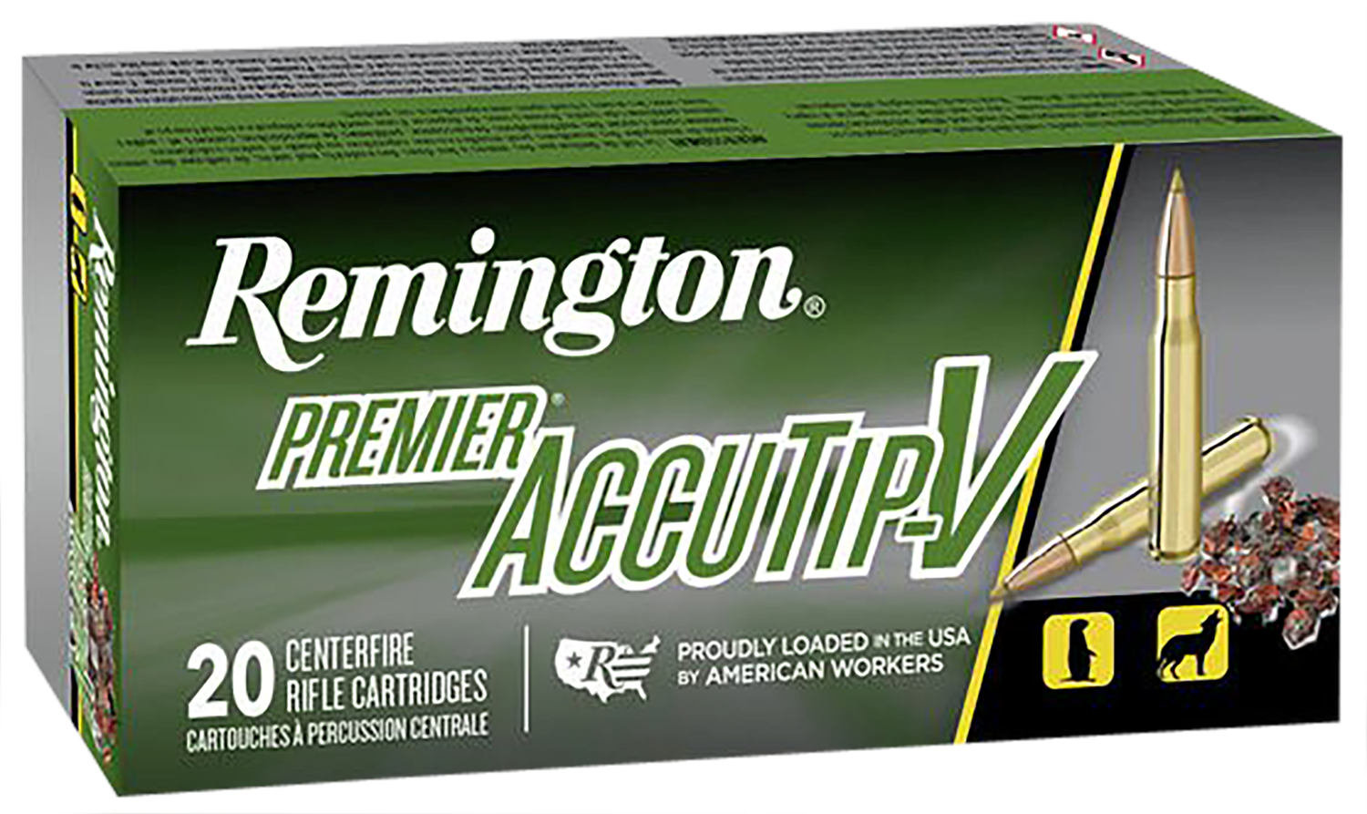 Remington Premier Accutip Rifle Ammunition PRA17FB, 17 Remington Fireball, Accutip-V, 20 GR, 4000 fps, 20 Rd/bx