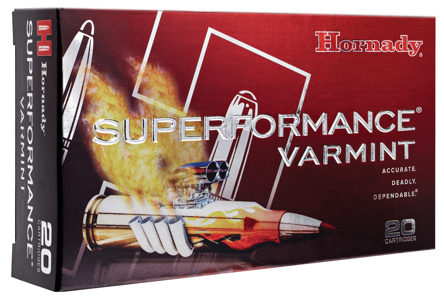 Hornady Superformance Varmint Rifle Ammunition 83366, 22-250 Remington, V-Max, 50 GR, 4000 fps, 20 Rd/bx