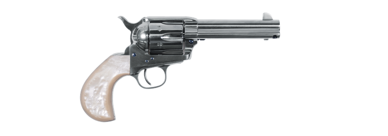 Uberti 1873 Cattleman Outlaws & Lawmen Doc Revolver U356724, 357 Mag, 4.75", Birdshead Grip, Nickel Plated Finish