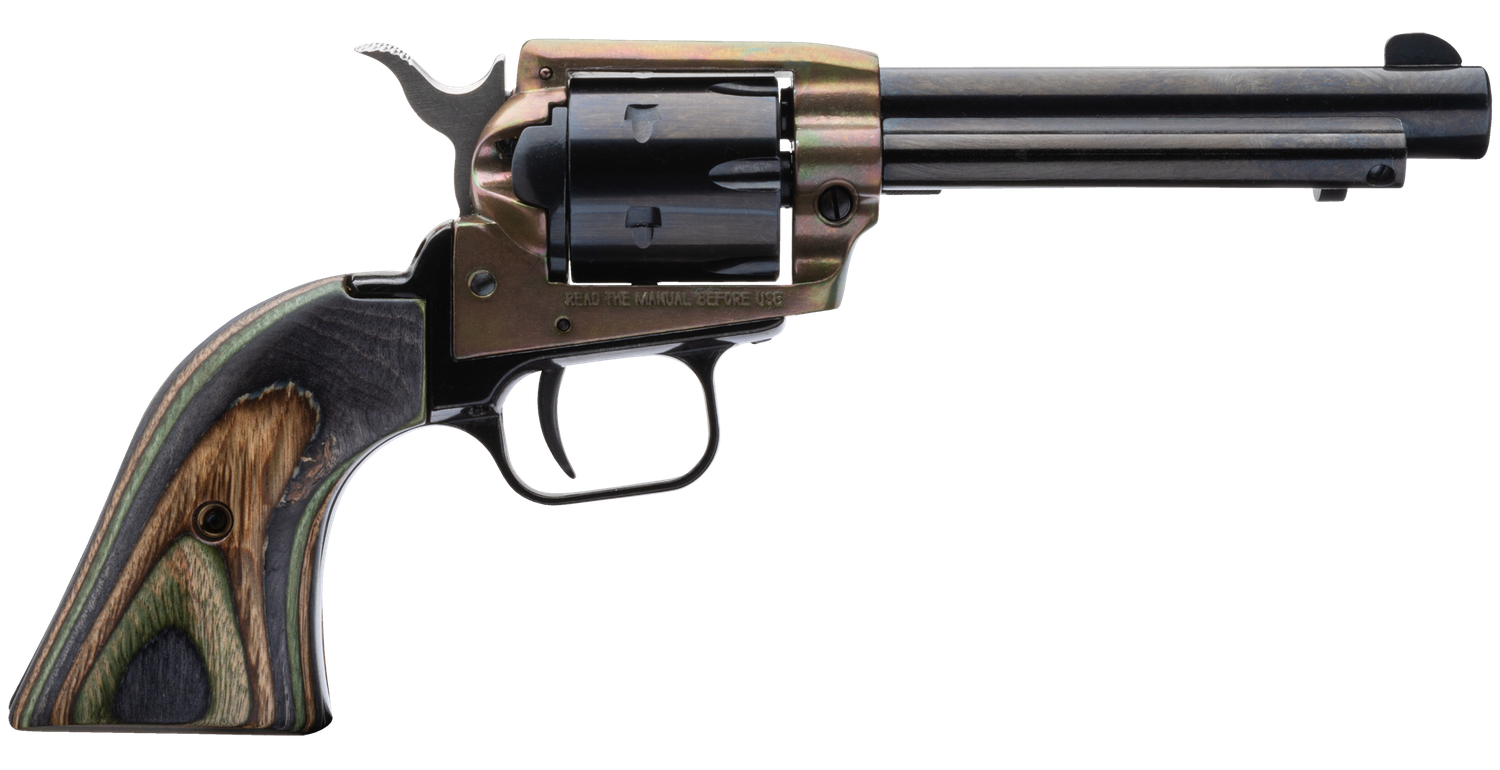 Heritage Rough Rider Single Action Rimfire Revolver RR22MCH4, 22 LR / 22 WMR, 4 3/4", Wood Grip, Case Hard Blue, 6 Rd