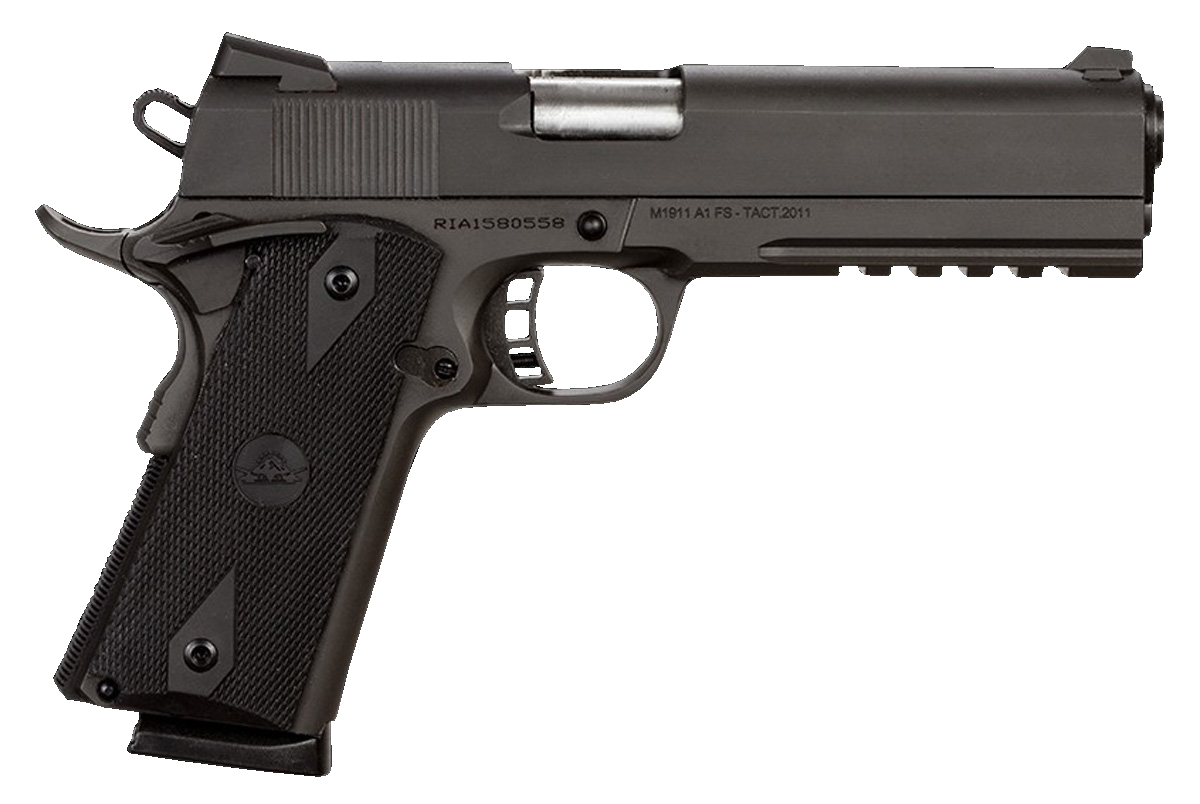 Rock Island Tac Standard 1911 Semi-Auto Pistol 51484, 45 ACP, 5 in, Black Rubber Grips, Matte Black Finish, 8 Rd