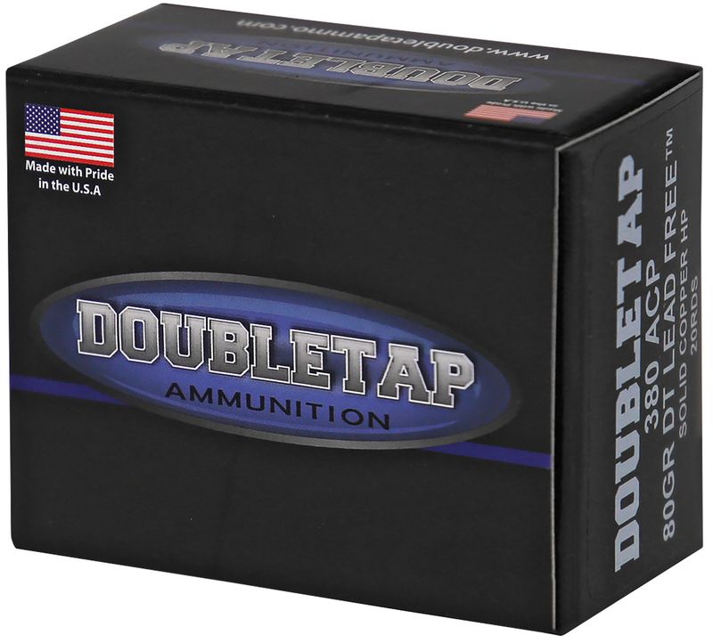 DoubleTap Defense Tac- XP Pistol Ammunition 380A80X, 380 ACP, DT Lead Free, 80 GR, 1100 fps, 20 Rd/bx